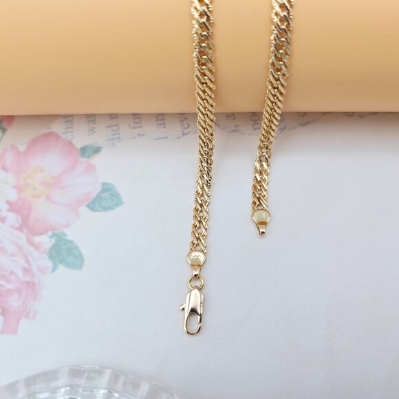 Rose Gold Flat Link Necklace with Elegant Bold Twist Design – 50cm, XPNL0053 - Picture 7 of 12